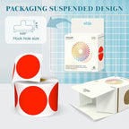 2 Inch Round Color Coding Labels (500 Count) - Fluorescent Red Dot Stickers Circle Labels with Dispenser Box for Warehouse, Filing, Industrial, Office Organization