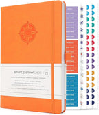 Smart Planner Pro – Medium 10 x 7 inches (B5) – Undated Agenda Daily Planner – Tested & Proven to Achieve Goals & Increase Productivity, Time Management & Happiness with Weekly, Monthly, Gratitude Sections, Back Pocket (Orange)
