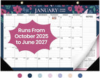 Desk Calendar 2026, 21 Months Calendar Runs from October 2025 to June 2027 - Large 17" x 12" Desktop/Wall Monthly Planner for Home School, or Office - Twilight Petals