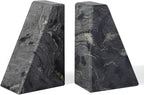 Karibiber Marble Bookends for Heavy Books, Decorative Book Ends for Shelves, Titanium Black Stone Durable and Heavy-Duty Book Ends for Hardback Books & CDS, Unique Book Stopper & Holder, Set of 2