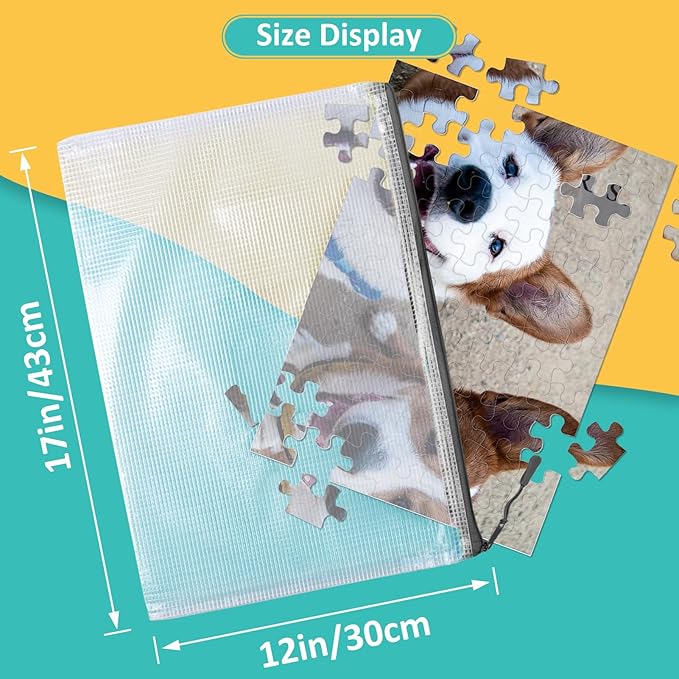 YOPCDJ 12pcs Mesh Zipper Pouch Bags, A3 Puzzle Bag for Organizing, File Bags Storage Bag, Board Games and Office Supplies