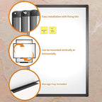 VIZ-PRO Magnetic Whiteboard/Dry Erase Board with Black Aluminium Frame, 24 X 18 Inches, Includes 1 Eraser & 2 Markers & 4 Magnets
