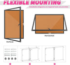 Enclosed Bulletin Board, Cork Noticeboard Board with Clear Acrylic Locking Door, Wall-Mounted Display Case for Indoor, Message Board 36x24in (5xA4)