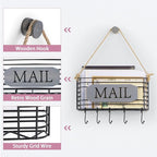 SRIWATANA Mail Holder Wall Mount, Mail Organizer Key Holder for Wall, Small Size, Weathered Grey