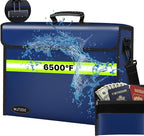 Large Fireproof Money Bags with Lock-6500°F Fireproof Document Box,10 Layers Insulation Materials&Waterproof Zipper,Removable Folder Layers/Wallet,Reflective Strip for Valuables(16.5”x 12.4”x 5.5”)