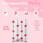 Pretty Package Store 6x9 Designer Poly Mailer 100 Pack Heavy Duty Waterproof Self Seal Shipping Bags for Small Business Large Mailing Envelopes Bulk Tear Resistant Packaging Red Valentine Heart