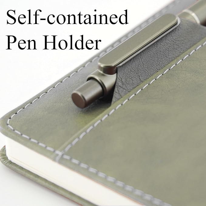 SLFreMint Premium Hardcover Notebook with Pen and Pen Holder Clip, Card Pockets, 240 Pages, College Ruled, 80GSM, Leather Note Book for Work, Study, Diary and Other Scenarios, Suitable Journal for Both Men and Women