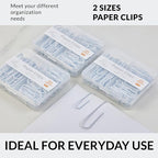 NEEWAY Colorful Paper Clips Assorted Sizes, Small and Large Paperclips, 210 Count, 3 Pack of 70 (White)
