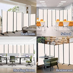 Room Divider Folding Privacy Screens with Lockable Wheels, 176'' Fabric Partition Room Dividers Freestanding Room Divider Panel for Room Separation, Wall Divider for Home Office Bedroom Studio Decor