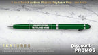 DISCOUNT PROMOS Custom Twist Action Plastic Stylus Pens, Set of 100, Personalized Bulk Pack - Pens for Work, Cool Pens for Writing, Black Ink - Green