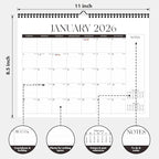 2026 Wall Calendar, Monthly Wall Calendars, Jan 2026 - Jun 2027, Desk Planner (8.5" x 11"), Hanging for Home, School, Office Supplies