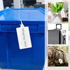 100 Plastic Shipping Tags - Waterproof, Writable Labels for Security, Storage, Hanging - With Marker Pen (White)