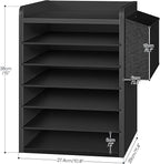 HOOBRO Adjustable Countertop Mail Sorter, 6 Tier Wooden Paper Organizer, Vertical Literature Organizer with Side Storage, Office Mailbox Cubbies, Classroom Mailbox, for Home, Office, Black BB34WF01