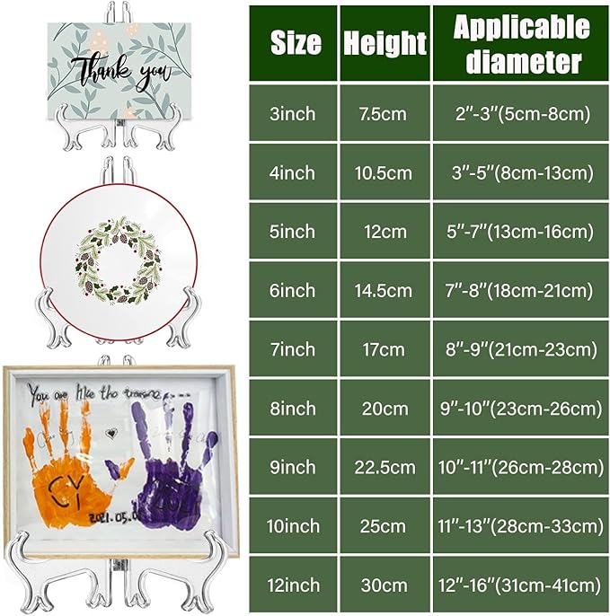 LonlyEagle 6 Pack 9 Inch Clear Plastic Easels or Stand/Plate Holders to Display Pictures or Other Items at Weddings, Plate Stands for Home Decoration, Birthdays, Tables