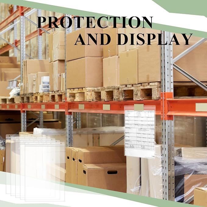 10 Pcs Heavy Duty Sheet Protector 8.5 x 11 Inch Job Ticket Holder Waterproof Resealable Zip Page Wall Sign Holder Clear Dry Erase Document Sleeve Magazine Protector Vertical(13.2 x 8.75 Inch)