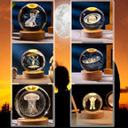 C&M 3D Teddy & Balloon Crystal Ball Night Light,Teddy & Balloon Figurine Lamp,Decorative Glass Sphere Ball Paperweight Crystal Sea Animal Decorations for Home (Teddy & Balloon)
