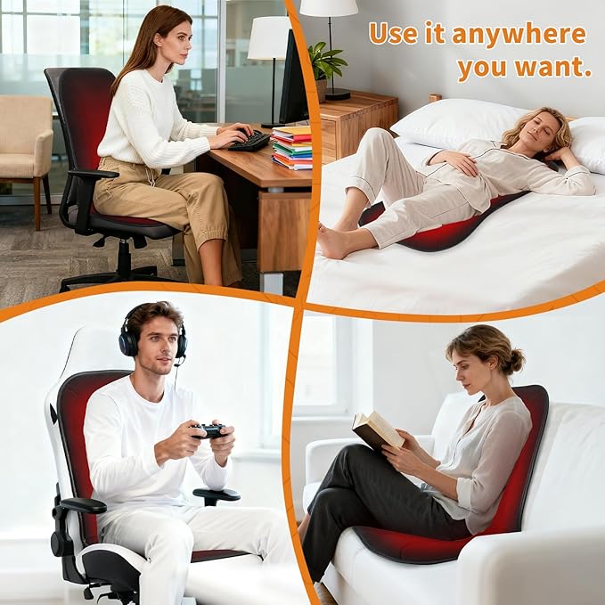 MAXCOM Heated Seat Cushion for Office Chair - Heating Pad for Back, Lumbar, Hip, Thigh with 7 Temp Levels & Auto Shutoff - Warm Gift for Winter