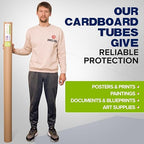 Paclord 4" x 60" Reinforced Kraft Paper Mailing Tube, Pack of 4 Tubes with 8 Caps – Secure USPS Approved Poster Tube – Cardboard Tube for Shipping and Storing Posters, Prints, Artwork, or Documents