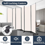 Room Divider Folding Privacy Screens with Lockable Wheels, 132'' Partition Room Dividers Freestanding Room Divider Fabric Panel for Room Separation, Wall Divider for Home Office Bedroom Dorm Decor