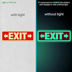 iSYFIX Exit Signs with Directional Right & Left Arrow, Glow in the Dark, Photoluminescent Aluminum 12x4 Inch - 12 Pack, Laminated for UV & Weather Resistance, Ideal for Offices, Schools, Theaters & More