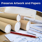 SEEYAURO 4 Pack Poster Mailing Tubes with Caps, Heavy Duty Cardboard Poster Tube, Shipping Tube for Prints, Documents, Crafts & Golf Clubs (4in*48in, 3in*48in)