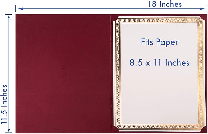 Certificate Holders, 25-Pack Certificate Covers for Letter Size 8.5 x 11 Inch Paper, Certificate Folders, Red, 9 x 11.5 Inches