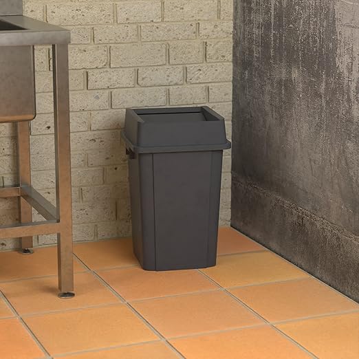 Krollen Industrial 19 Gallon Grey Square Commercial Trash Can with Lid