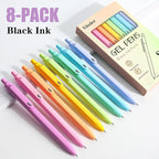 Piochoo Gel Pens, 8pcs Black Ink Pens Ballpoint Smooth Writing,0.5mm Cute Pens for Journaling Writing, Cute Office School Supplies Christmas Stocking Stuffers Gifts for Women Nurses
