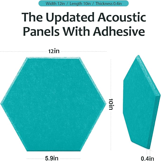18Pack Hexagon Acoustic Panels 12" X 10" X 0.4" Sound Proof Panels,High Density Sound Dampening Panels With Self-Adhesive Soundproof Absorbing Wall Panels For Home Insulation Studio Office（Blue）