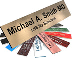 Engraved Name Plates for Door Sign Personalized Brushed Copper Pattern Plastic Plaque with Black Letters - Made in USA 2x10 M5