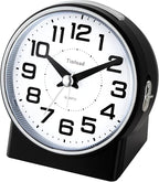 Tinload 4.3" No Ticking Analog Alarm Clock,Silent Readable for Seniors,Easy to Set,Gradual Rise Alarm,Big Numbers,On/Off Switch on Side,Gentle Wake,Snooze,Lighted on Demand,Battery Operated,Black