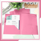 Henoyso 36 Pcs Plastic Folders with Clear Front Pockets Heavy Duty File Folders with 2 Pockets and Card Slot for Student Communication School Office Presentation Report (Pink)