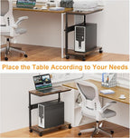 NEYCIL Computer Tower Stand with Charging Station, Height Adjustable 2-Tier CPU Stand with Power Strip and USB Ports, PC Tower Cart with Wheels and Printer Shelf, Rustic Brown and Black