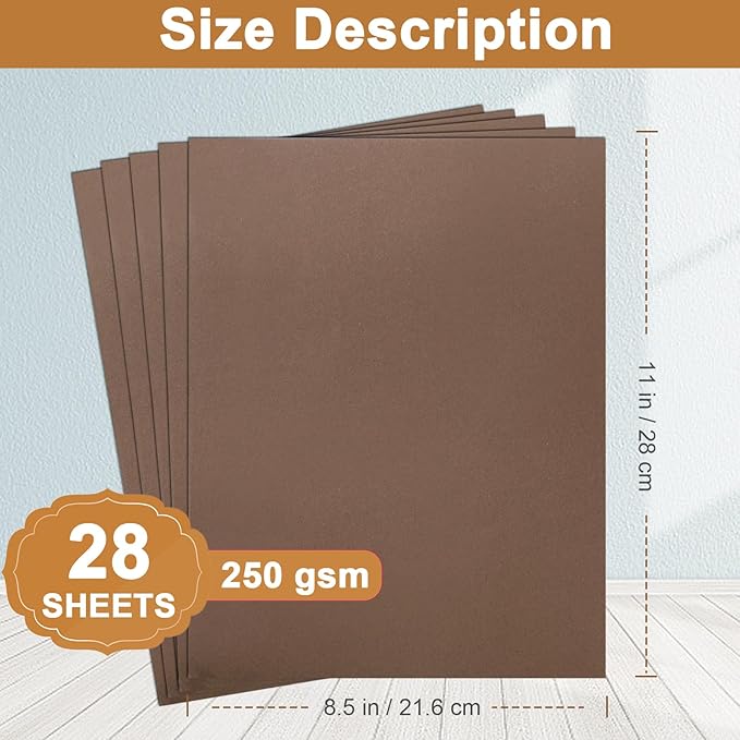 Silunkia 28 Sheets Coffee Color Cardstock 8.5 x 11 Craft Paper, 250gsm/92lb Chocolate Brown Card Stock for DIY Card Making, Greeting Cards, Invitations, Party, Invitations