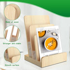 2 Pieces 3-Tier Pine wooden brochure holder 6 x 9 Wood Literature Holder Pamphlet Display Stand flyer holder postcard holder for Pamphlet Magazine Booklets Menu