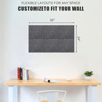 Large Cork Board Alternative 36" X 24" Bulletin Board - 6 Pack Removable Felt Wall Tiles, Cork Wall Tiles Bulletin Board Home Office Essentials - Dark Gray