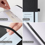 Heture Hardcover Notebooks, A5 Dotted Journal Notebook for Writing 160 Pages, 8.2 x 5.5 inch, Classic Dotted Notebooks for College/Work/Travel(Black 3 Pack)
