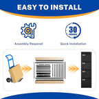 BYNSOE 4 Drawer File Cabinet with Lock Metal Vertical File Cabinet Office Home Vertical File Cabinet for A4 Legal/Letter Size Narrow File Cabinet Locked,Assembly Required (Black, 4 Drawers- Vertical)