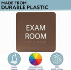 ADA CENTRAL SIGNS - 6" X6" Exam Room Sign - ADA Compliant Tactile Graphics Grade 2 Braille Text Acrylic Wall Signs - Educational Institution Directional Assistance Test Center Door Sign for Schools
