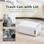 MOPALL 2 Pack Bathroom Trash Can with Lid, 3.6Gal + 2.4Gal Garbage Can with Pop-Up Lid, Small Trash Can Dog Proof, Slim Trash Bin Waste Basket for Toilet, Office, Bedroom, Living Room, Kitchen (White)