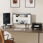 WEGASTU 2 Pack White Corner Monitor Stand, Triangle/Square Adjustable Height Riser, 27-inch Universal Desktop Shelf for Computer, Laptop, PC, iMac, Printer (Black)
