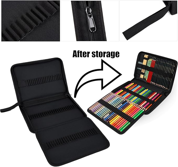 Pencil Case For Colored Pencils, 72 Slots Pencil Holder Large Capacity Colored Pencil Box with Zipper for Drawing Sketching Pencil tools, Pencils, Pencil organizer for Artist Men Women Family Friend