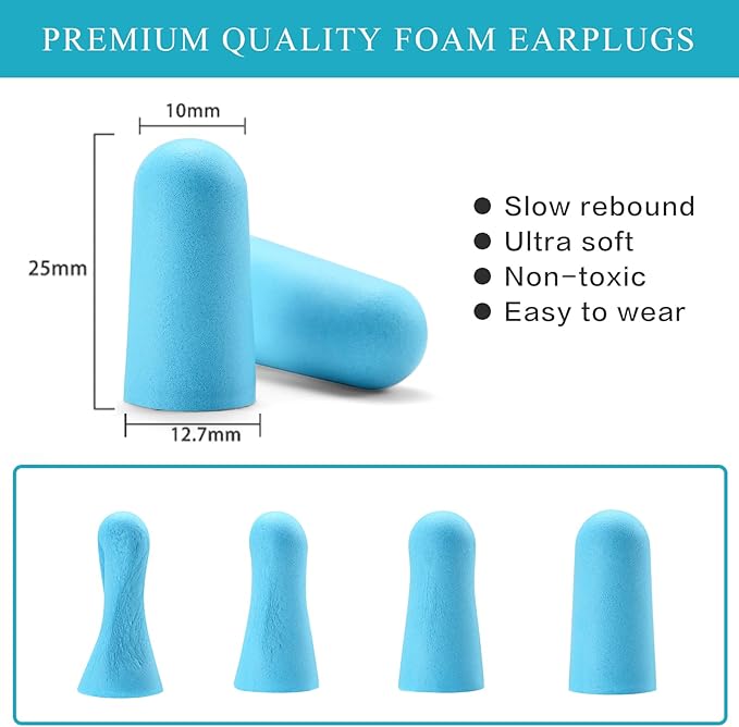 Lenicany 30Pair Soft Foam EarPlugs, 32dB Disposable Sound Blocking Noise Cancelling Ear Plugs for Sleeping/Concerts Loud Music/Shooting Guns/Work Construction, Hearing Safety Protection (Blue)