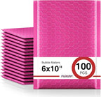 Fuxury Bubble Mailers 6x10" 100 Pack Pink Thick Padded Envelopes Usable Size 6x9" Mailing Envelopes Bubble Padded, Shipping Bags for Mailing,Packaging, Small Business, Boutique, Bulk #0