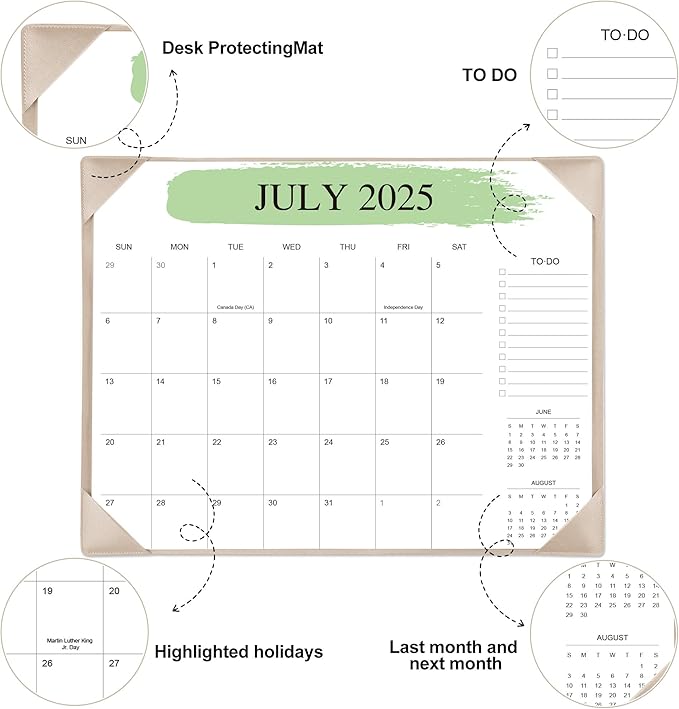 Desk Calendar 2026 – 18-Month Desktop Calendar from Jan 2026–Jun 2027, for Office, School & Home Use – Large Teacher Desk Calendar 22x17 (Apricot)