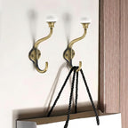 TUNNY Coat Hooks - 5 Pack Brushed Antique Brass Towel Hooks Robe Hooks Decorative Wall Hooks for Bathroom Bedroom Kitchen Towel Robe Clothes Cabinet Closet Bathroom Hardware