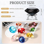 PATIKIL Diamond Crystal Paperweight, 100mm / 3.94" Crystal Paperweight Paper Weight with Silver 25 Metal Base for Home Office Desktop Table Decor Wedding Party Ornaments, Black