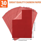 Red Carbon Paper for Tracing Graphite Transfer-Paper - PSLER 30 Pcs Red Graphite Paper for Tracing Drawing Patterns on Wood Projects Canvas Fabric Artist Lettering Sketch Drawing A4 Size 8.5 X 11 Inch