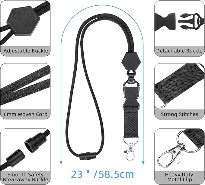 Oaridey ID Badge Holder with Lanyard, Safety Breakaway Lanyard with ID Holder, ID Card Holder with 5 Cards Capacity, Carbon Fiber Bagde Wllet, Quick Release, Perfect for Work and Daily Use