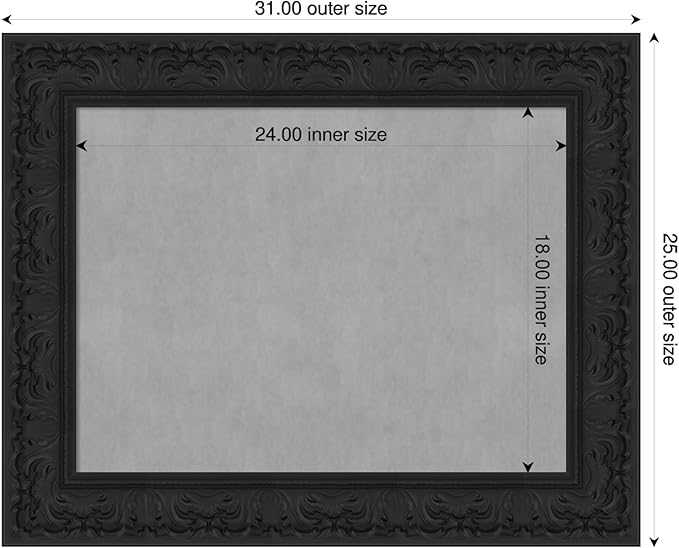 Amanti Art Black Framed Magnetic Board 25x31 Medium Vision Board for use with Magnets, 100% Metal Sheet to Display Items as Office Decor or for Home Organization in mudroom, Kitchen or Kids Room